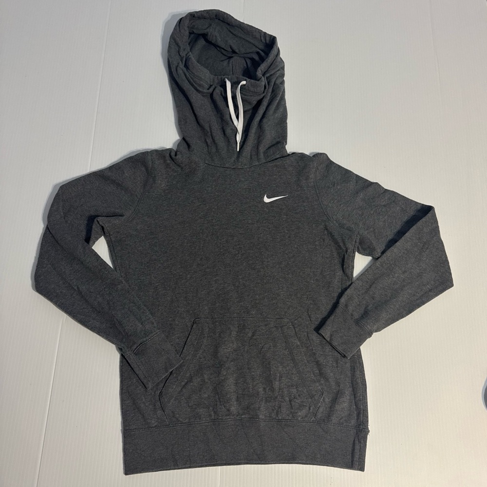 Nike Charcoal Gray Funnel Neck Hoodie Sweatshirt Women’s Small Athleisure Logo